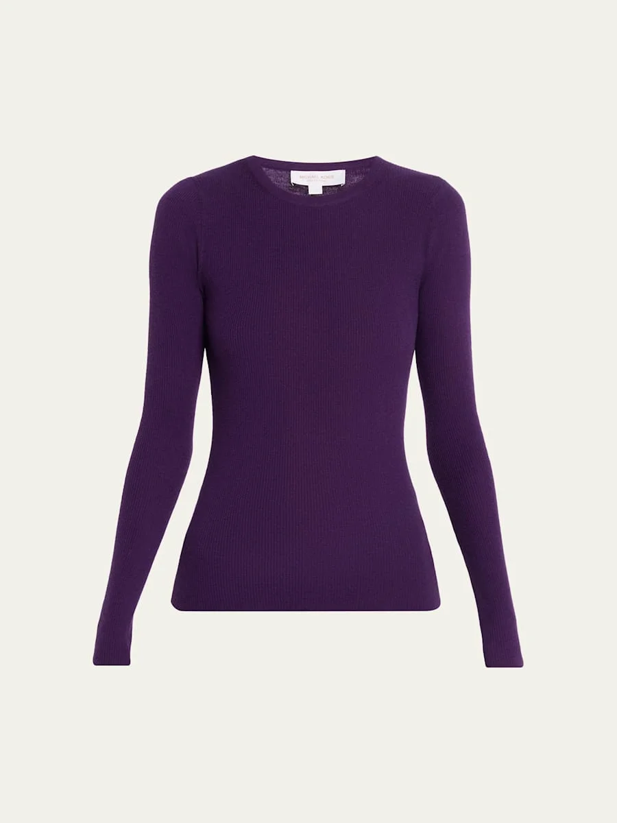 Hutton Ribbed Crewneck Cashmere Pullover - 1