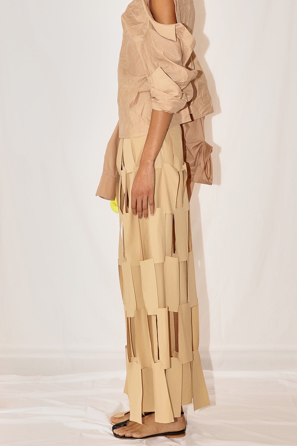 MAXI MULTI RECTANGLE DOUBLE-LAYERED SKIRT BEIGE - 5