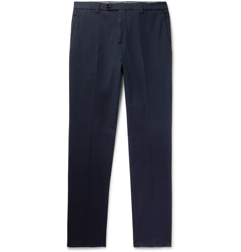 Garment-Dyed Stretch Cotton-Twill Trousers - 1