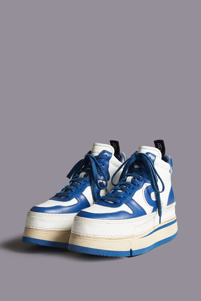 R13 The Riot Leather High Top - Blue and White | R13 Denim Official Site outlook