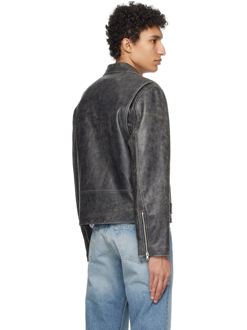 Black Cracked Leather Jacket 3