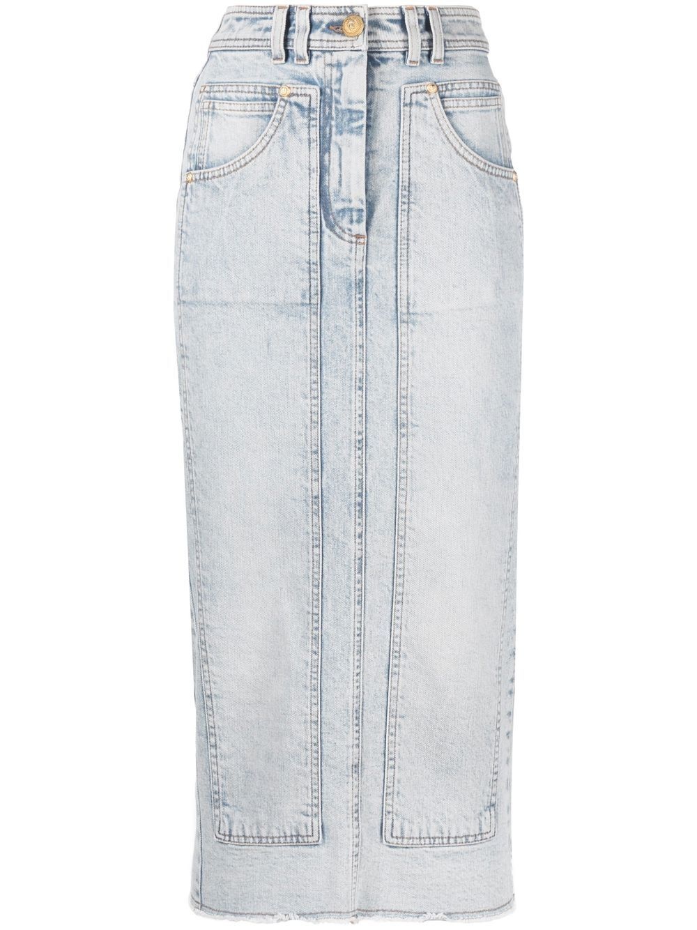 vintage-denim midi skirt - 1