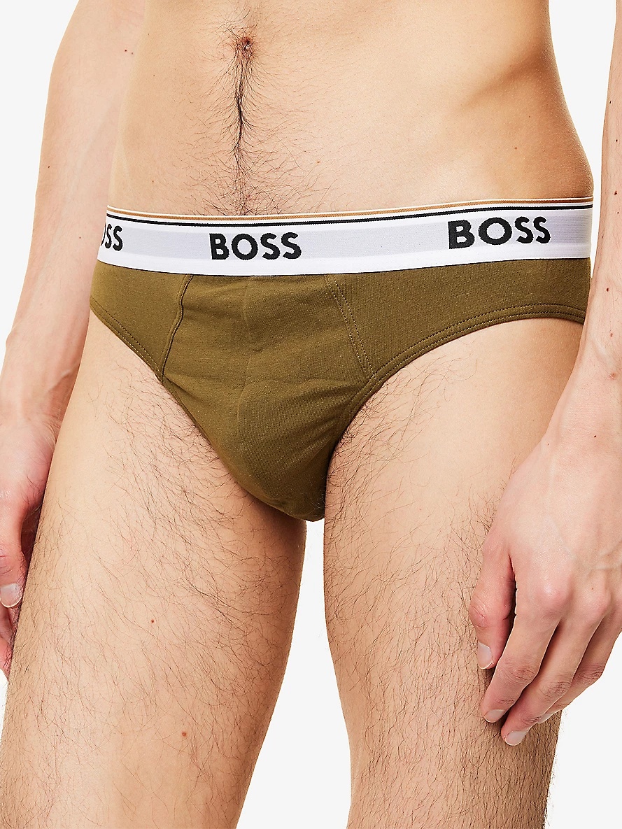 Power Logo-Waistband Pack Of Three Stretch-Cotton Briefs - 4