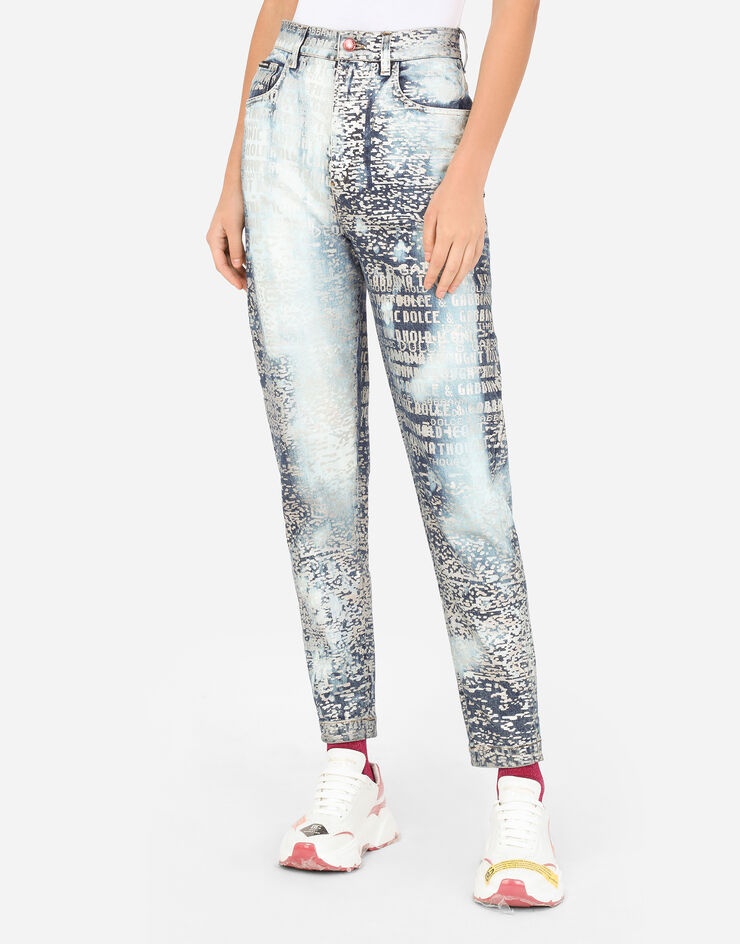 Foiled jeans with dolce & gabbana lettering - 4