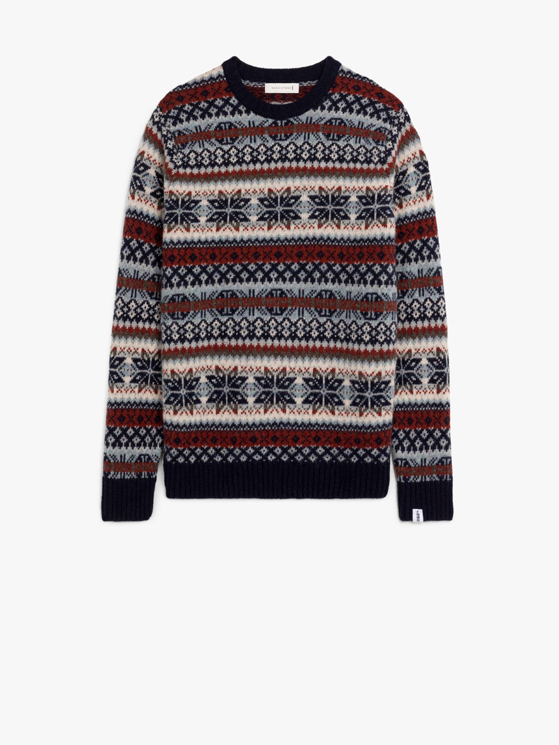 IMPULSE NAVY WOOL FAIR ISLE CREWNECK SWEATER 1