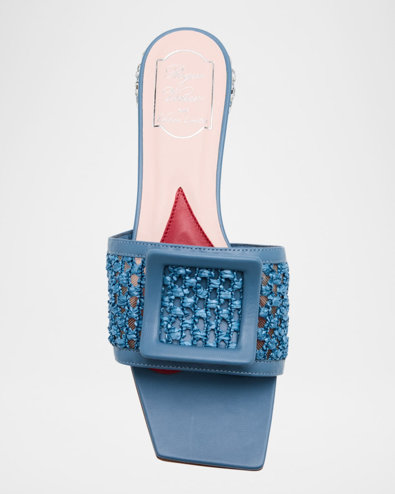 Raffia 크리스탈 버클 Mule 샌들 6