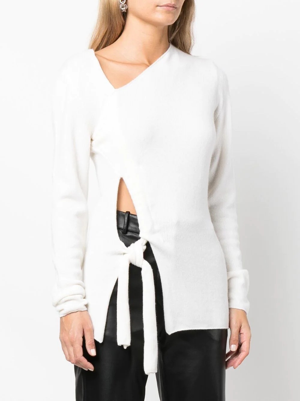 cut-out detail asymmetric-neck jumper - 3