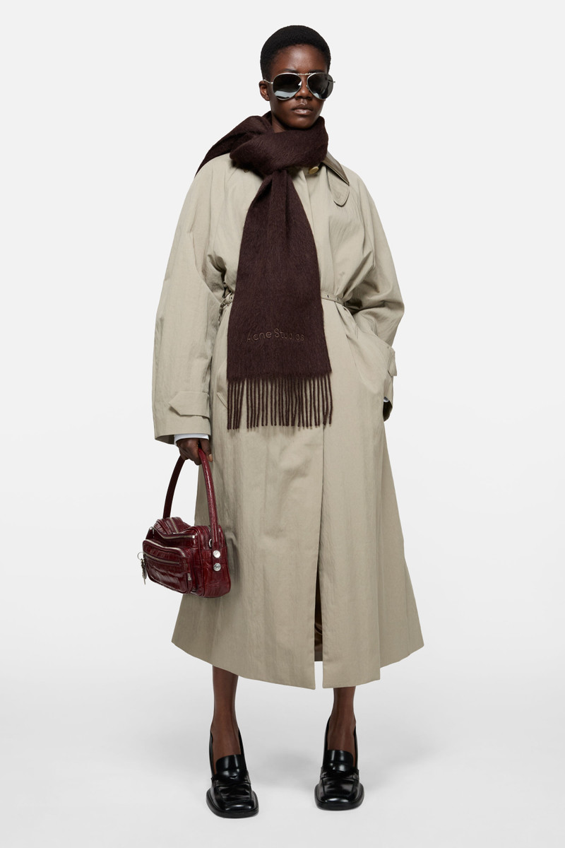 Acne Studios Wool logo scarf - Dark brown melange outlook