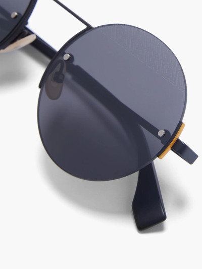 FENDI FF-engraved rimless round metal sunglasses outlook