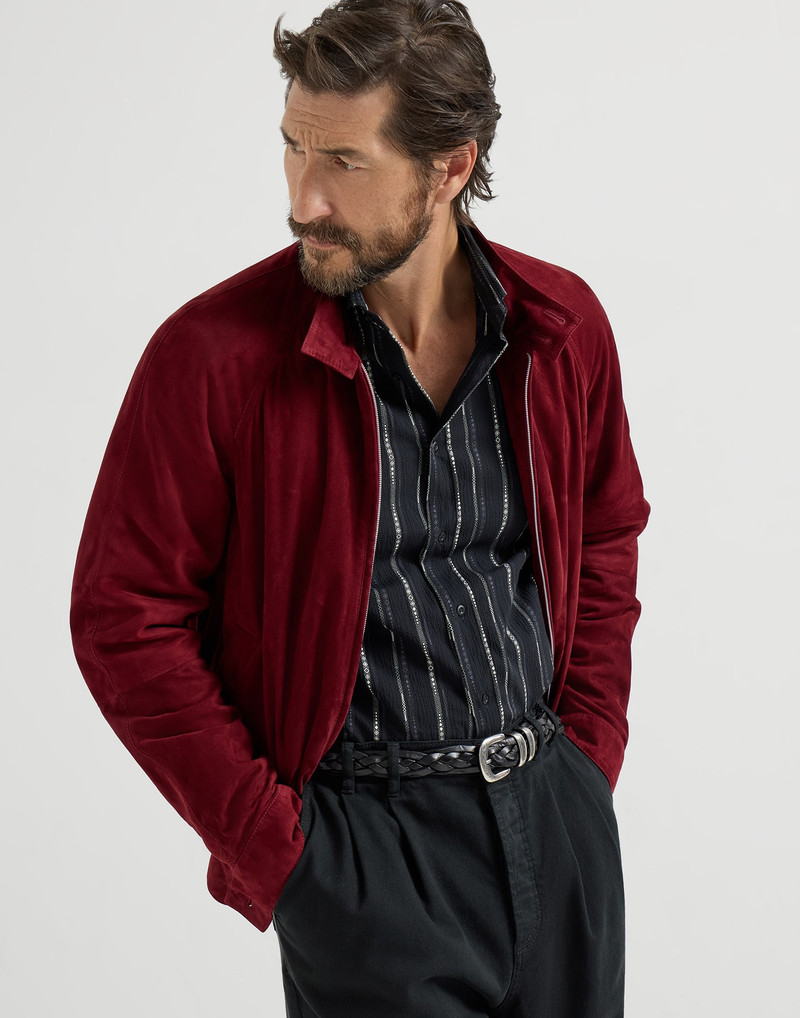 Suede unlined jacket with stand collar 5