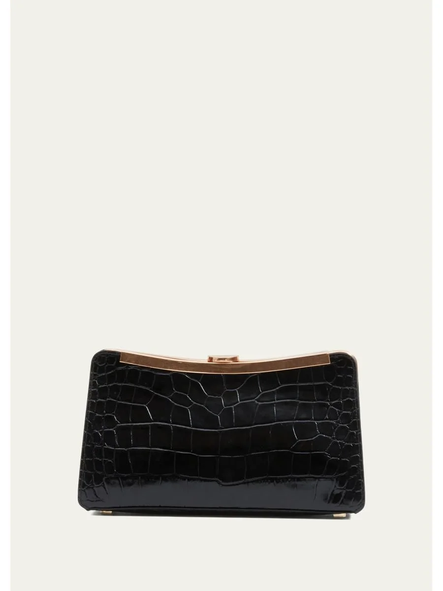 Solange Croc-Embossed Leather Clutch - 1