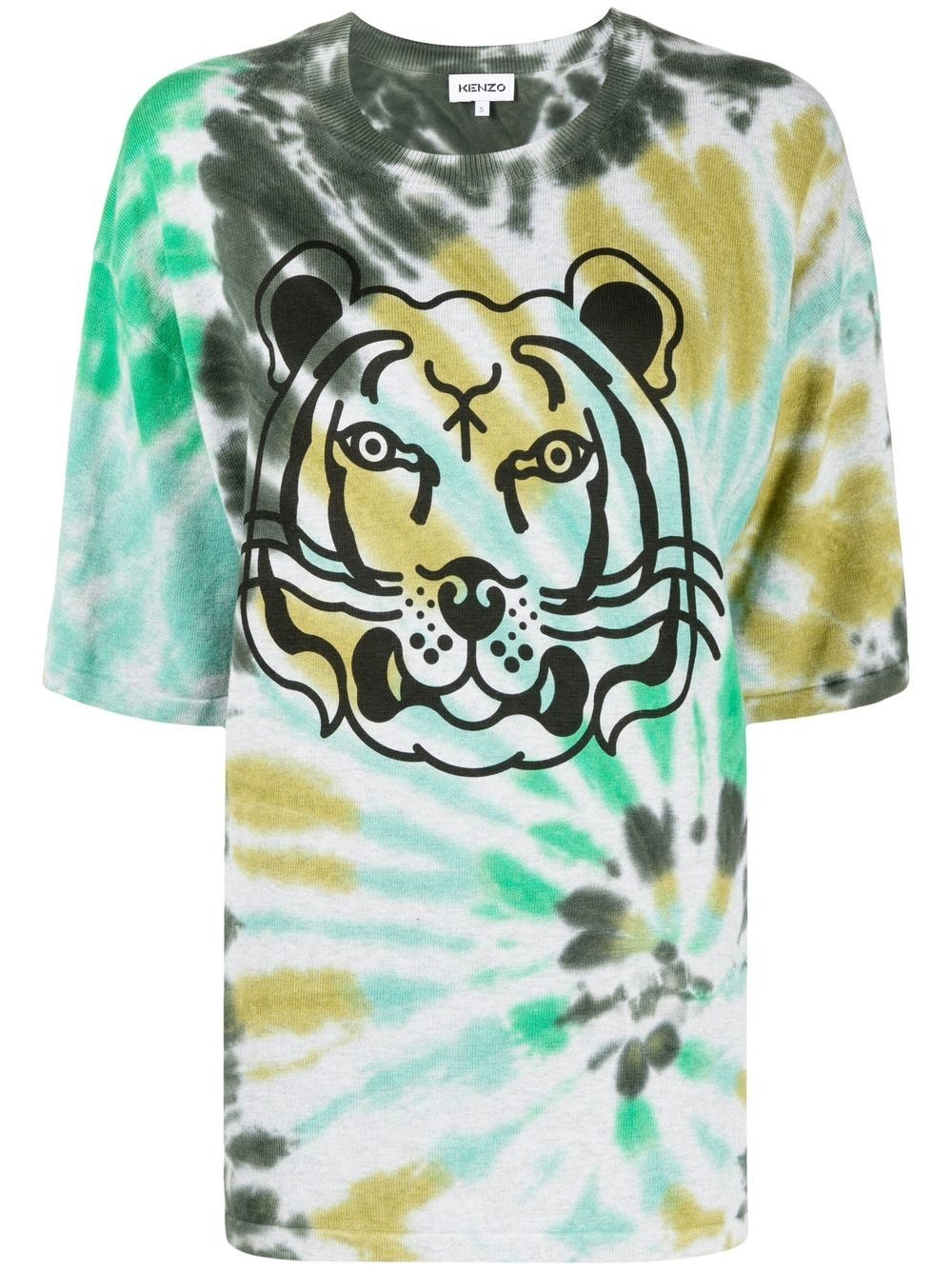 tiger-print tie-dye T-shirt - 1