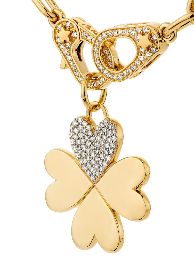 Women's True Love Two-Tone 18K Gold & 0.22 TCW Diamond Clover Charm Bracelet - Yellow Gold 4