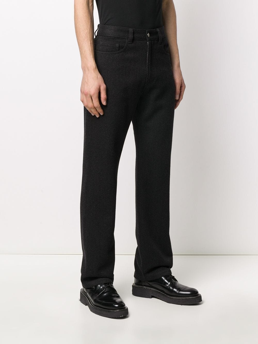 straight fit ribbed trousers - 3