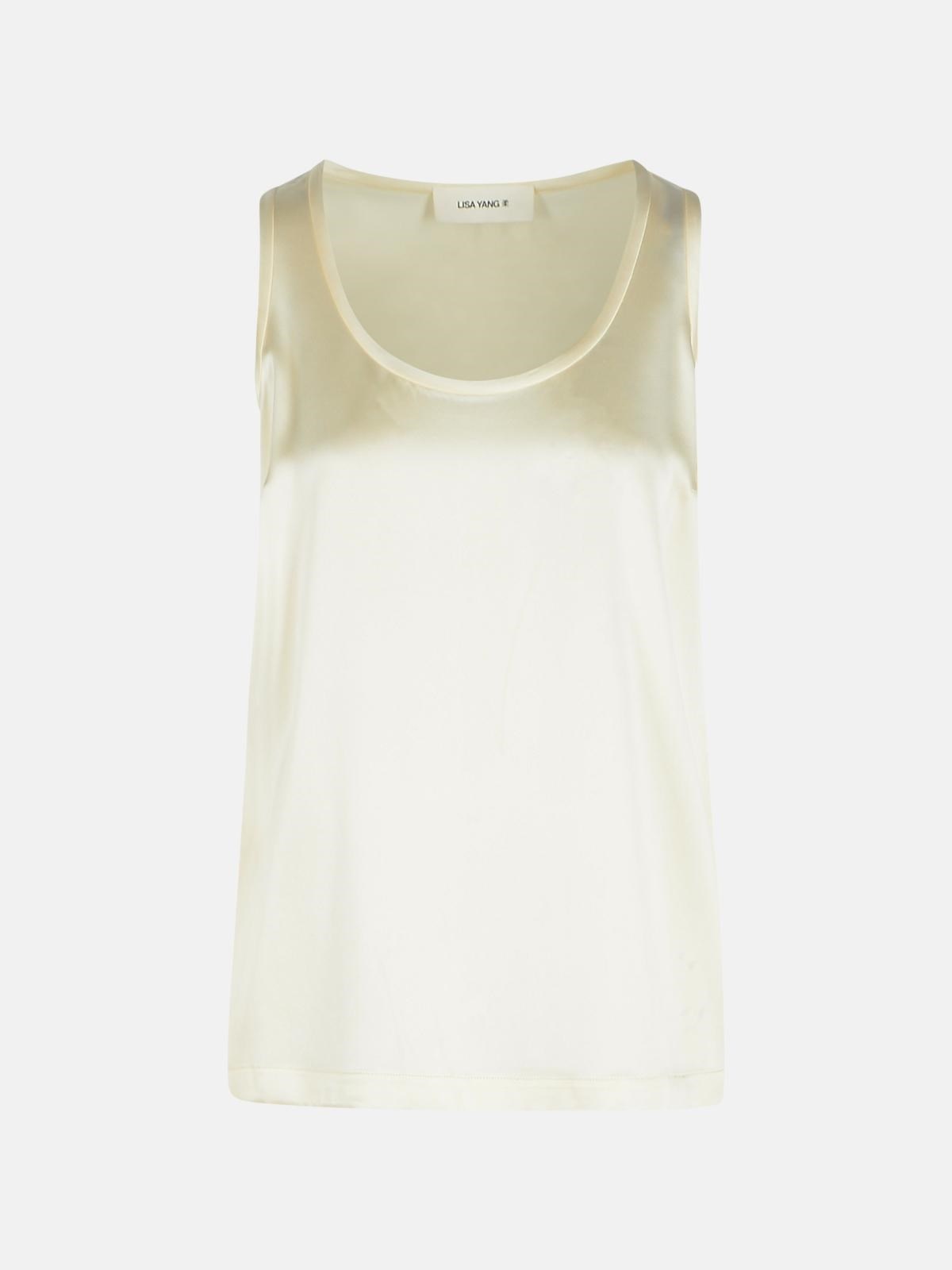 'SCOOP' IVORY SILK TANK TOP - 1