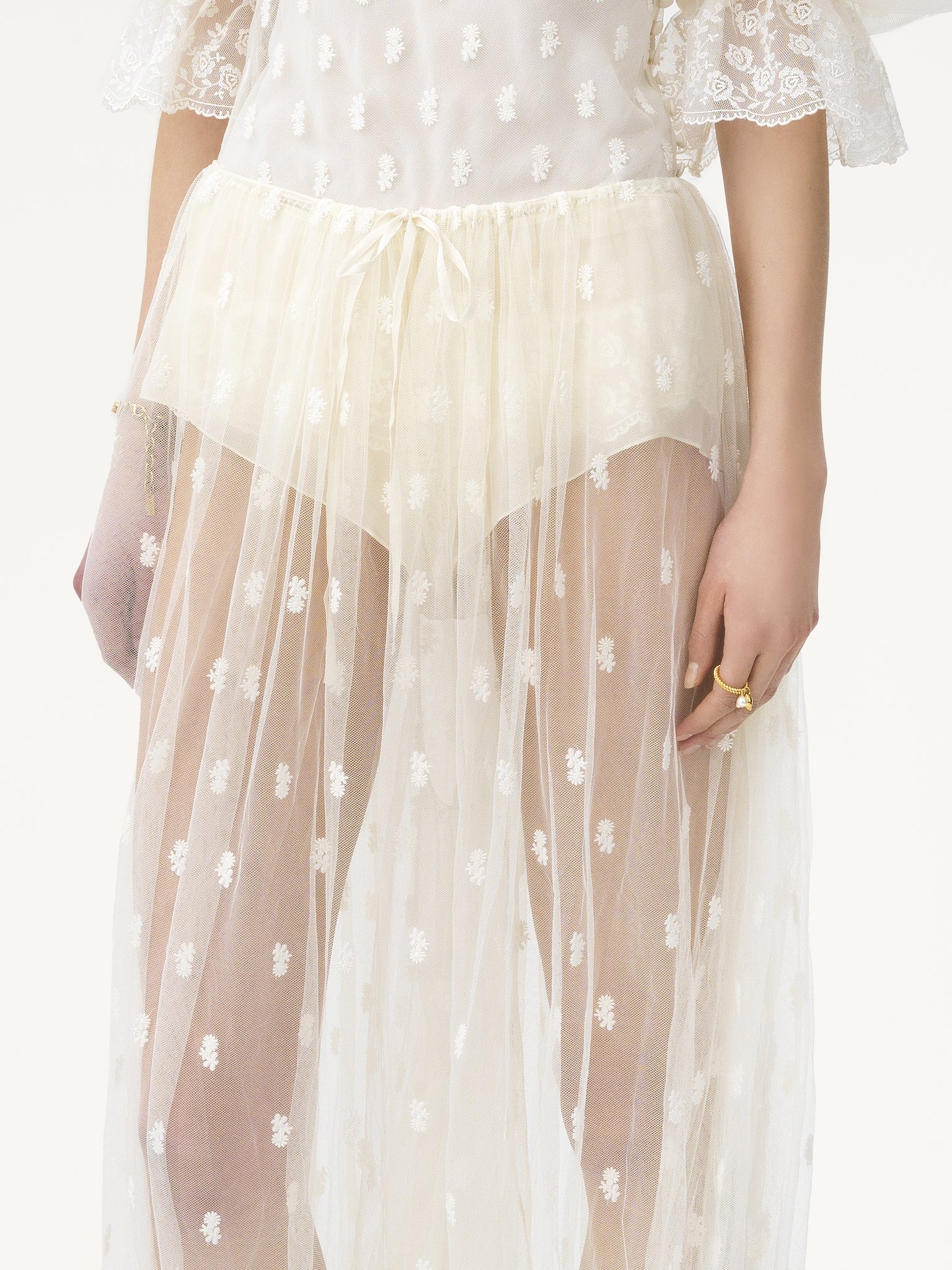 DRAWSTRING PANTS IN EMBROIDERED LACE - 7