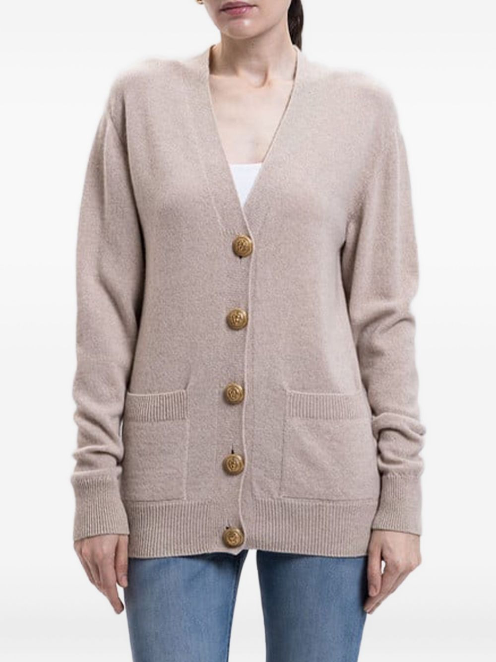 button-detailed patch-pocket cardigan - 2