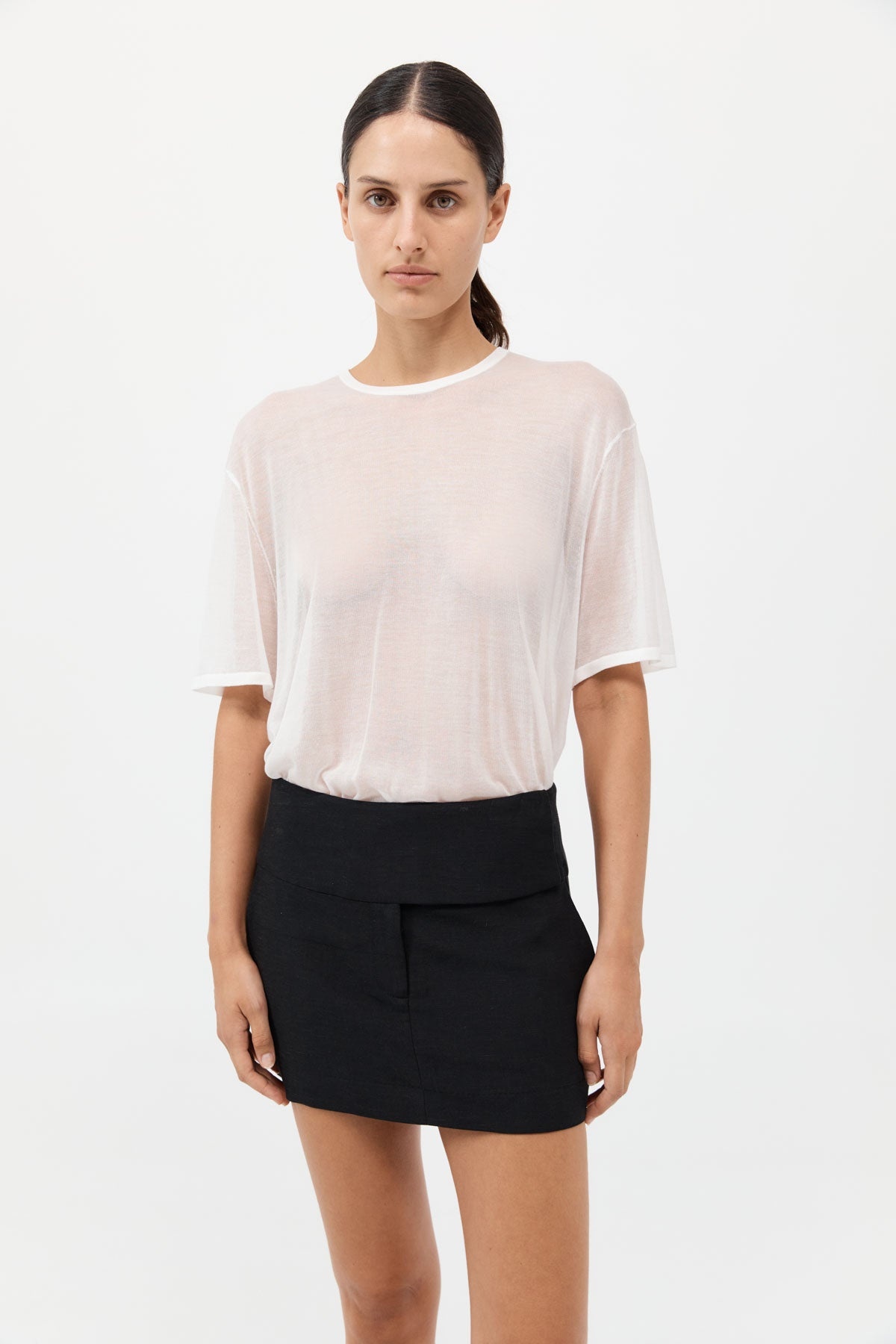 Wide Waistband Mini Skirt - Black - 3