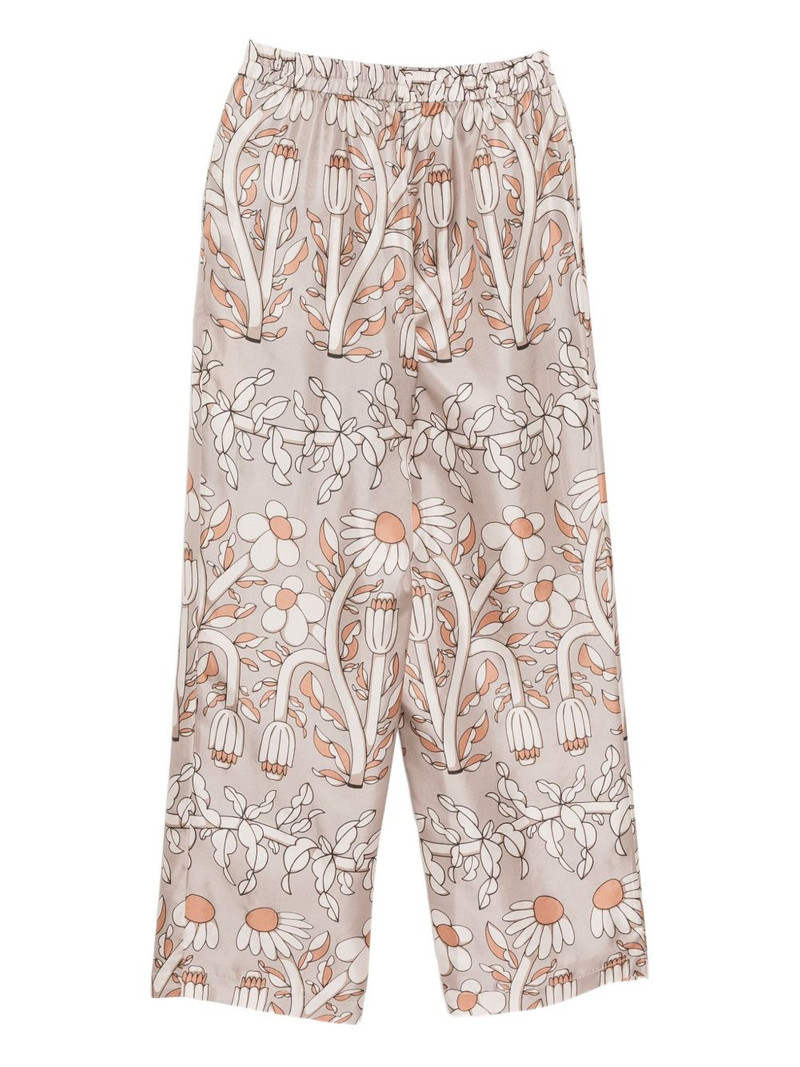 BIYAN floral-print silk trousers outlook