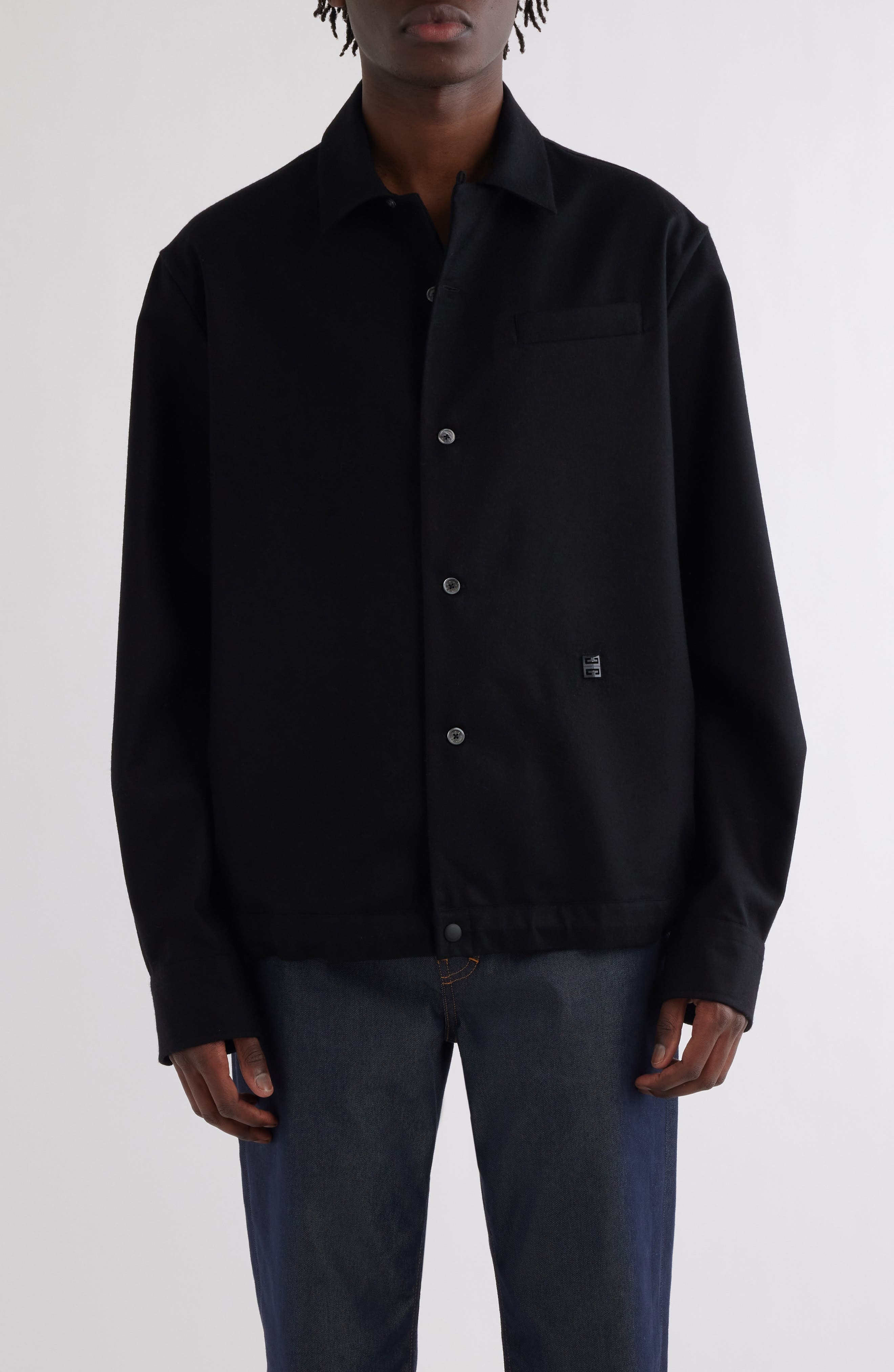 Givenchy 4G Logo Wool Overshirt in Black at Nordstrom - 1