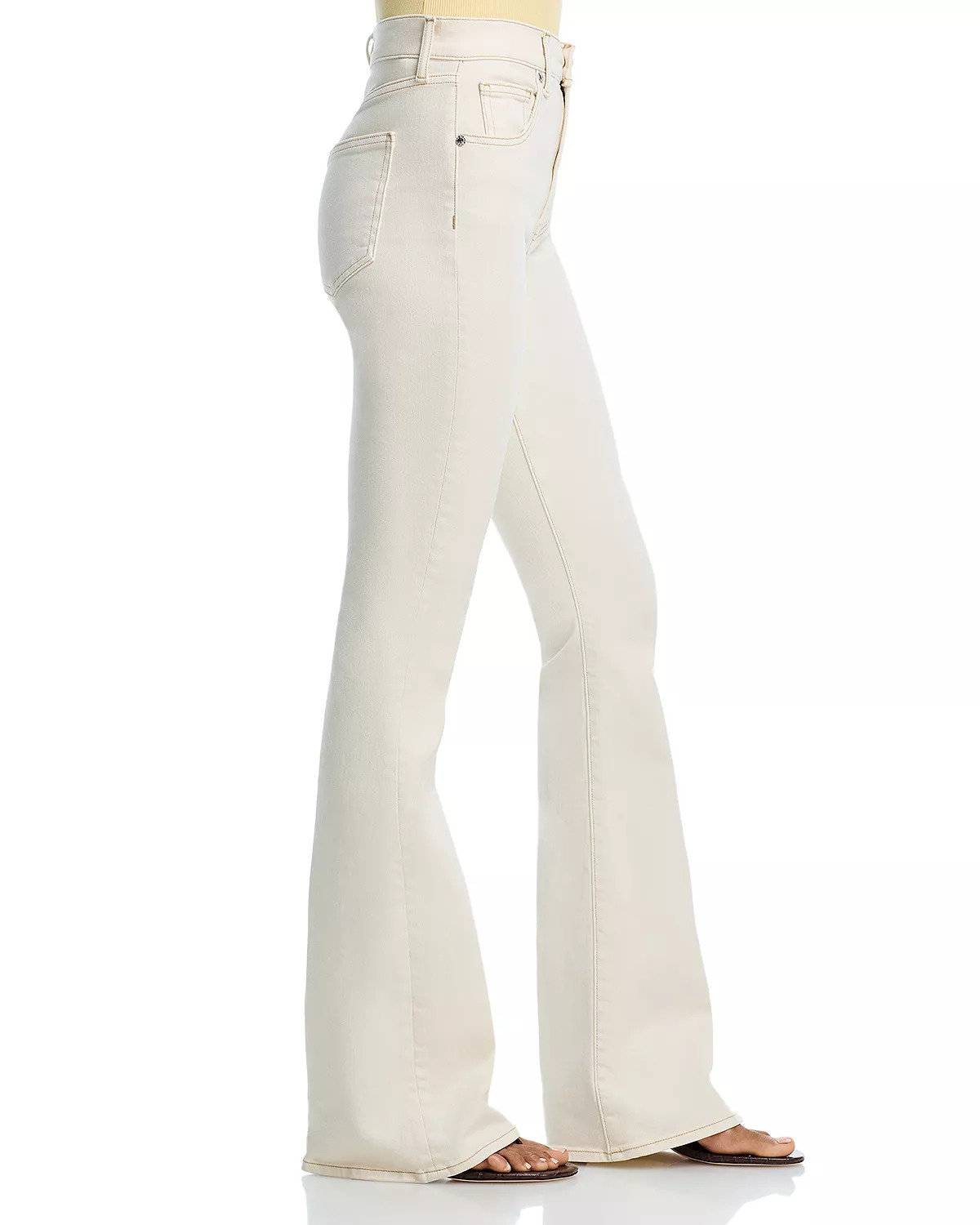 Beverly High Rise Skinny Flare Jeans in Ecru - 4