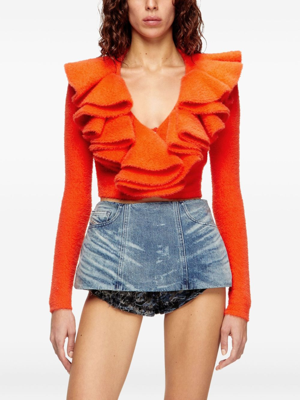 plush ruffled cardigan - 3