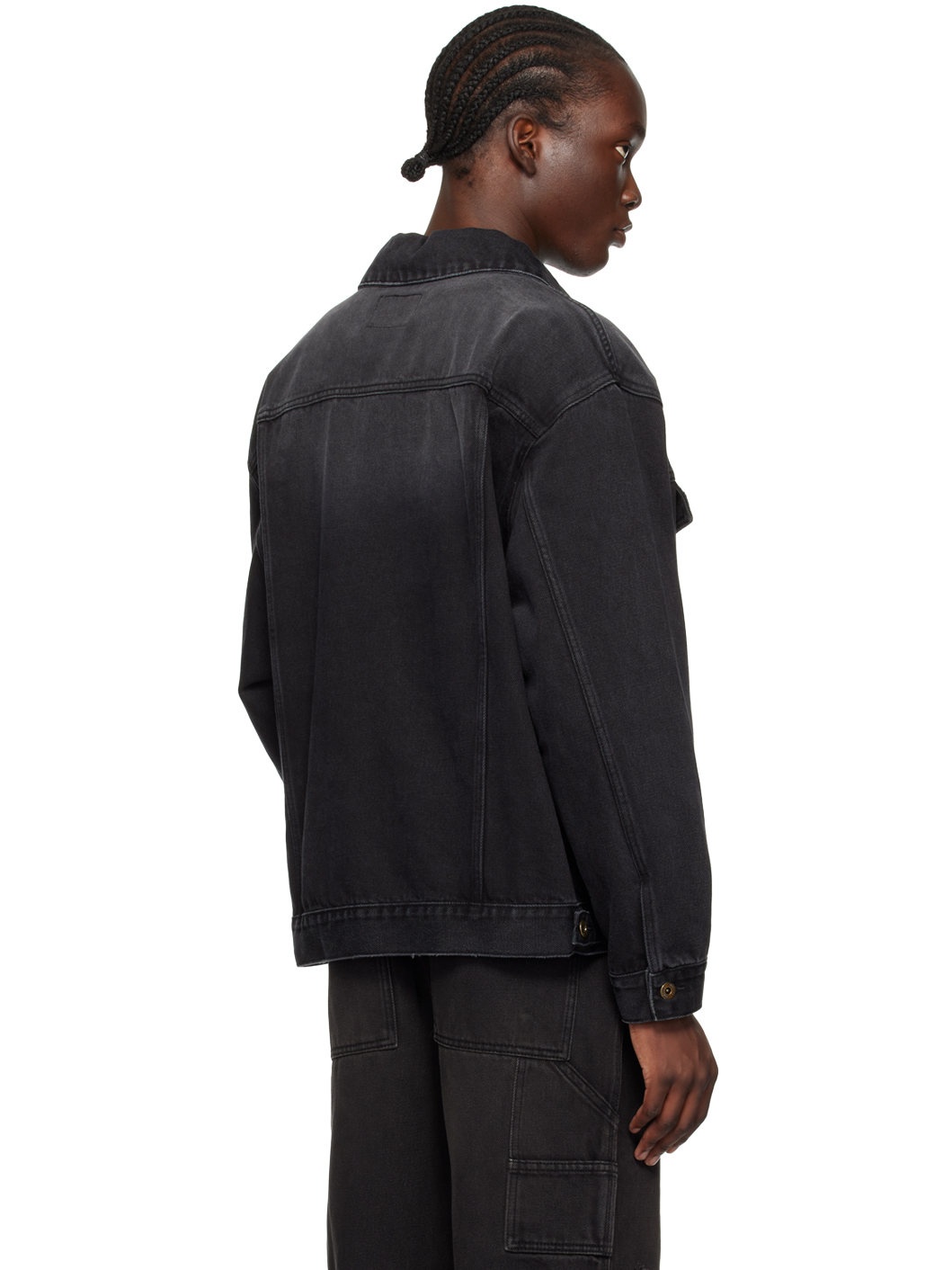 Black Faded Denim Jacket - 3