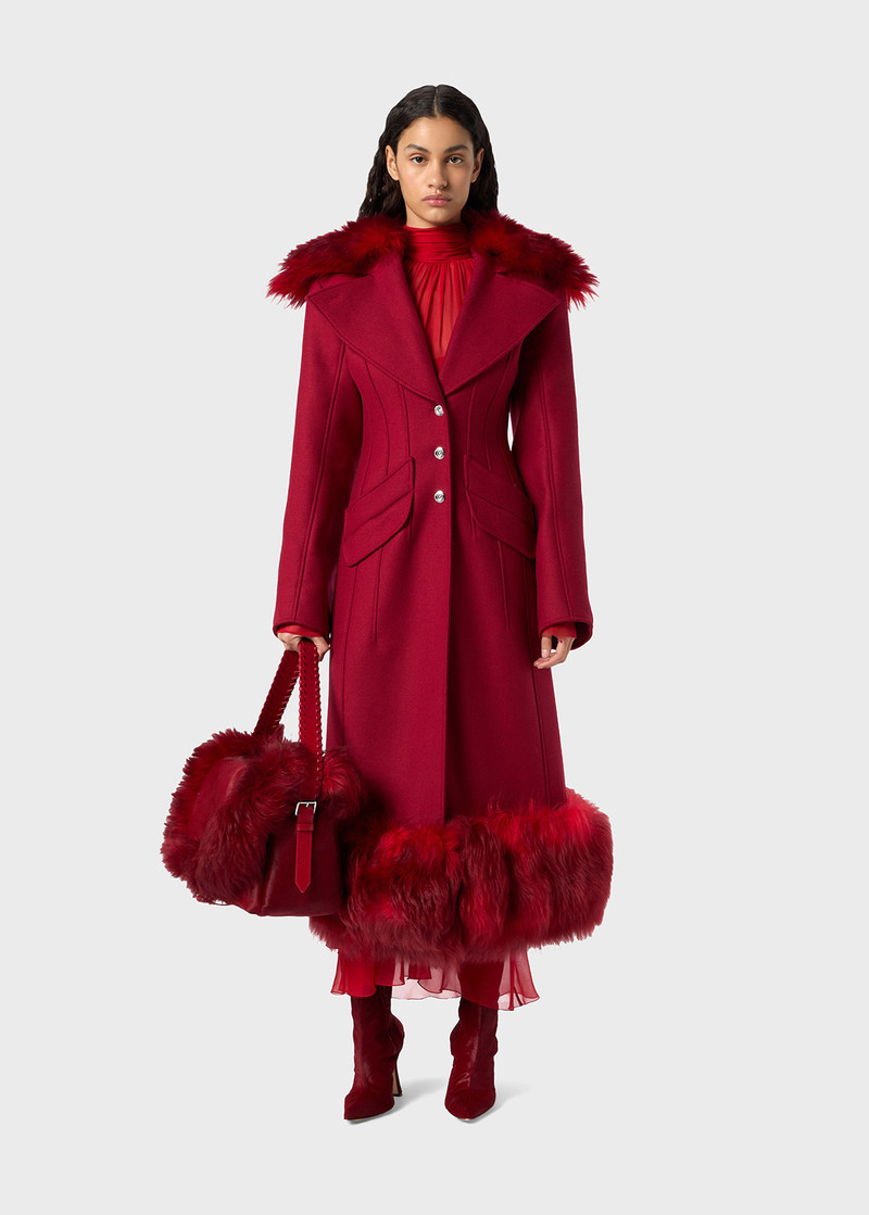 Blumarine WOOL COAT WITH FUR outlook