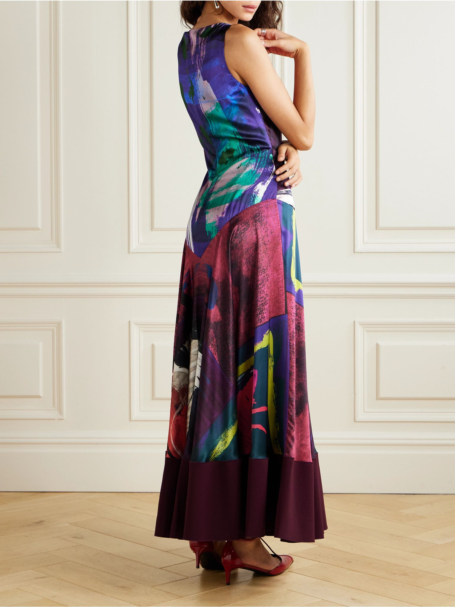Munir printed silk-satin maxi dress Multi - 3
