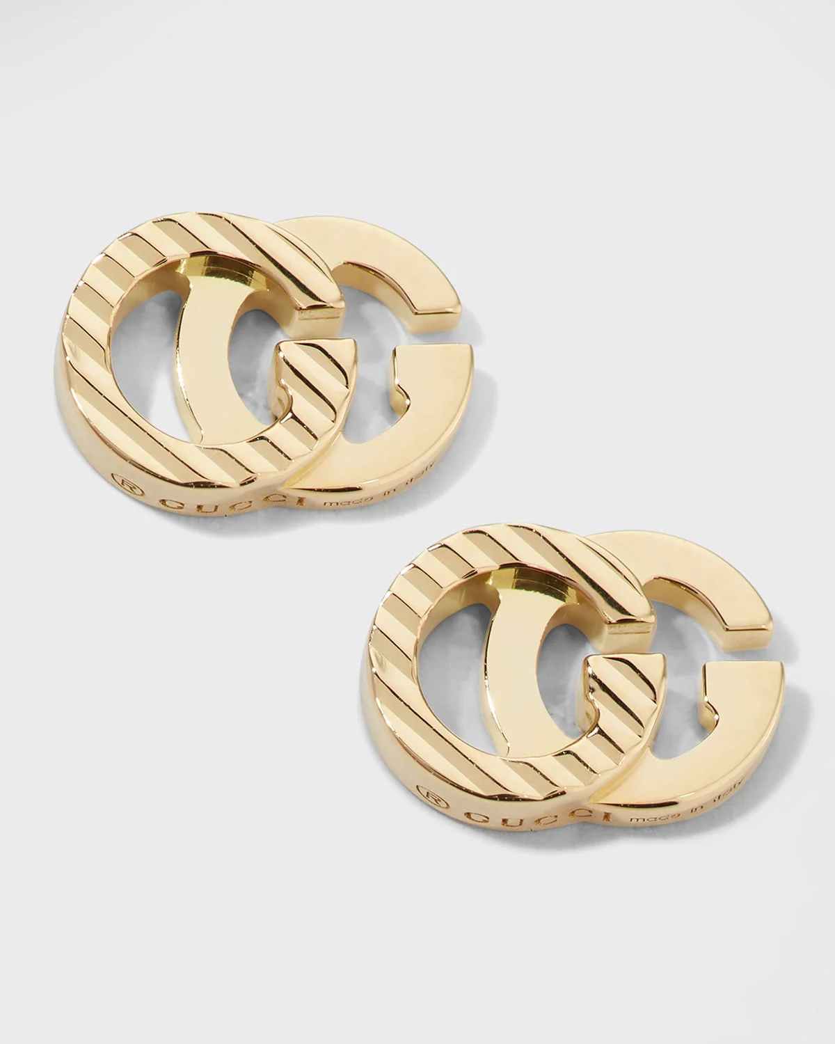 18k Yellow Gold Running G Stud Earrings - 1