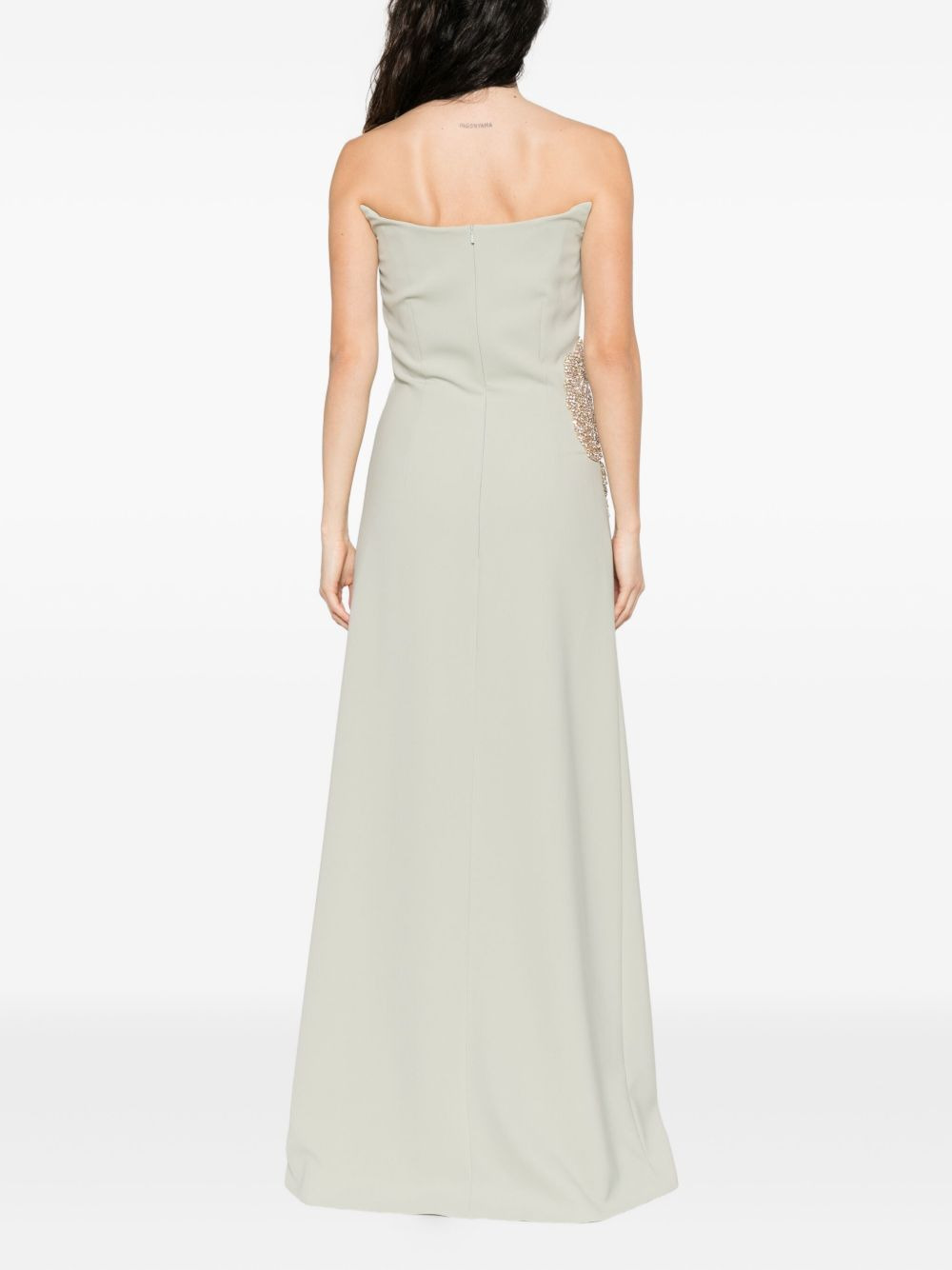 leaf-embellished slit-detail maxi dress - 4
