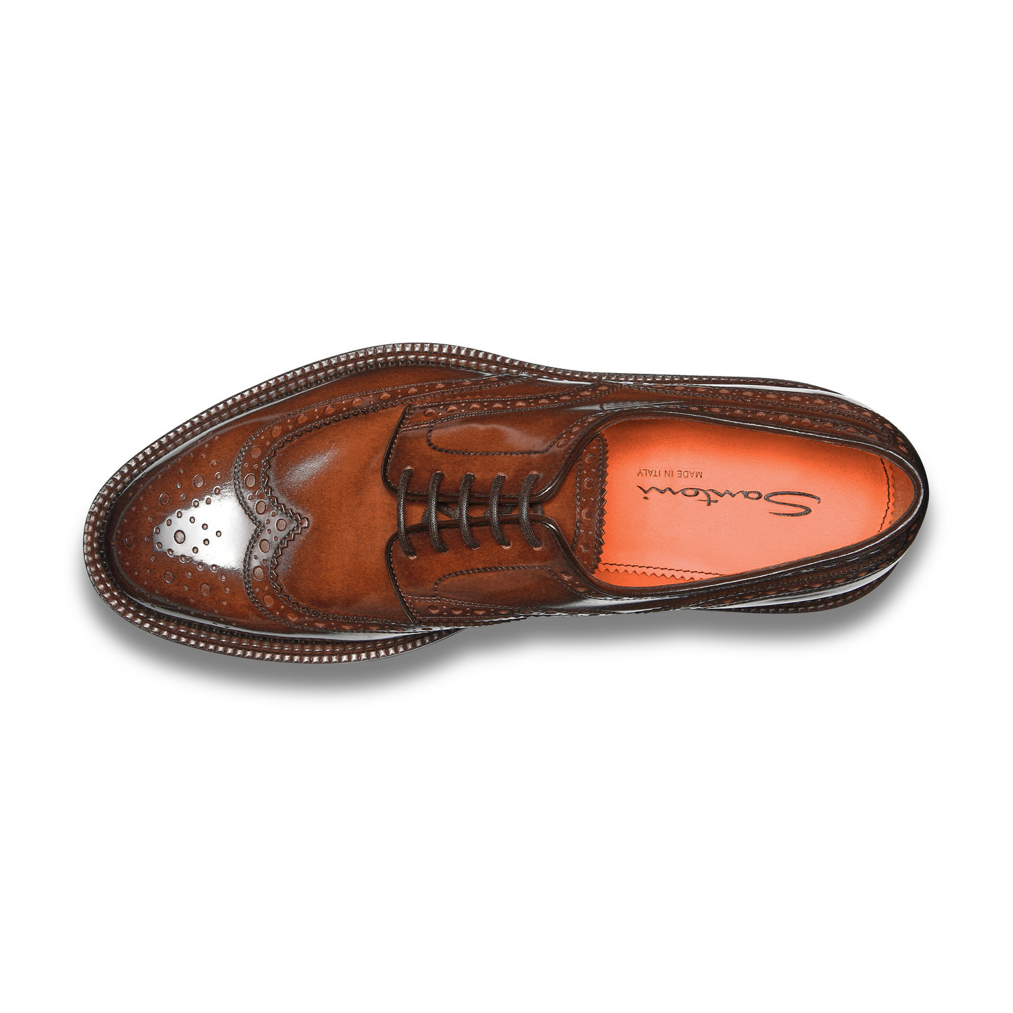 Men's brown leather Derby brogue shoe - 5