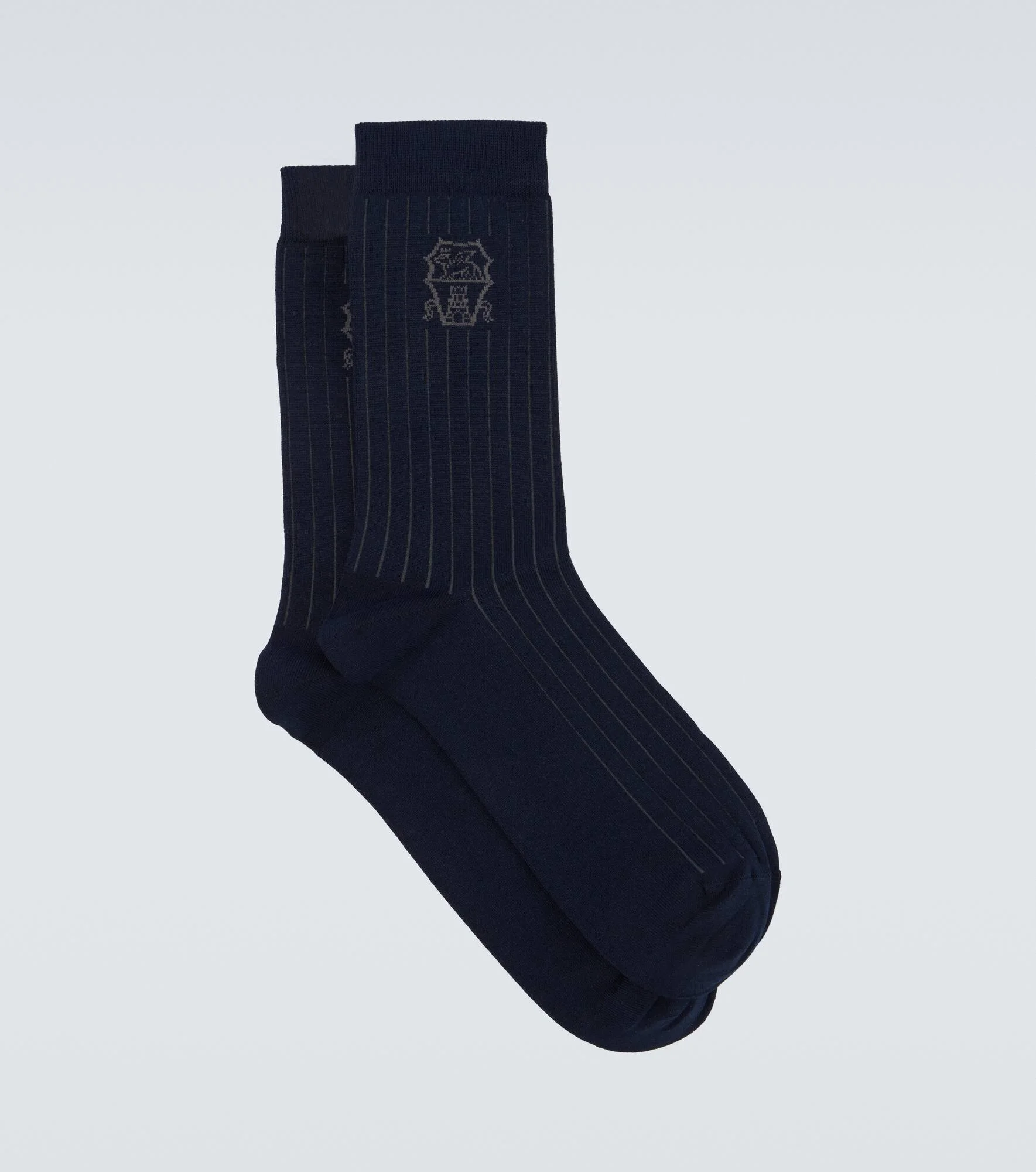 Logo ribbed-knit cotton socks - 1