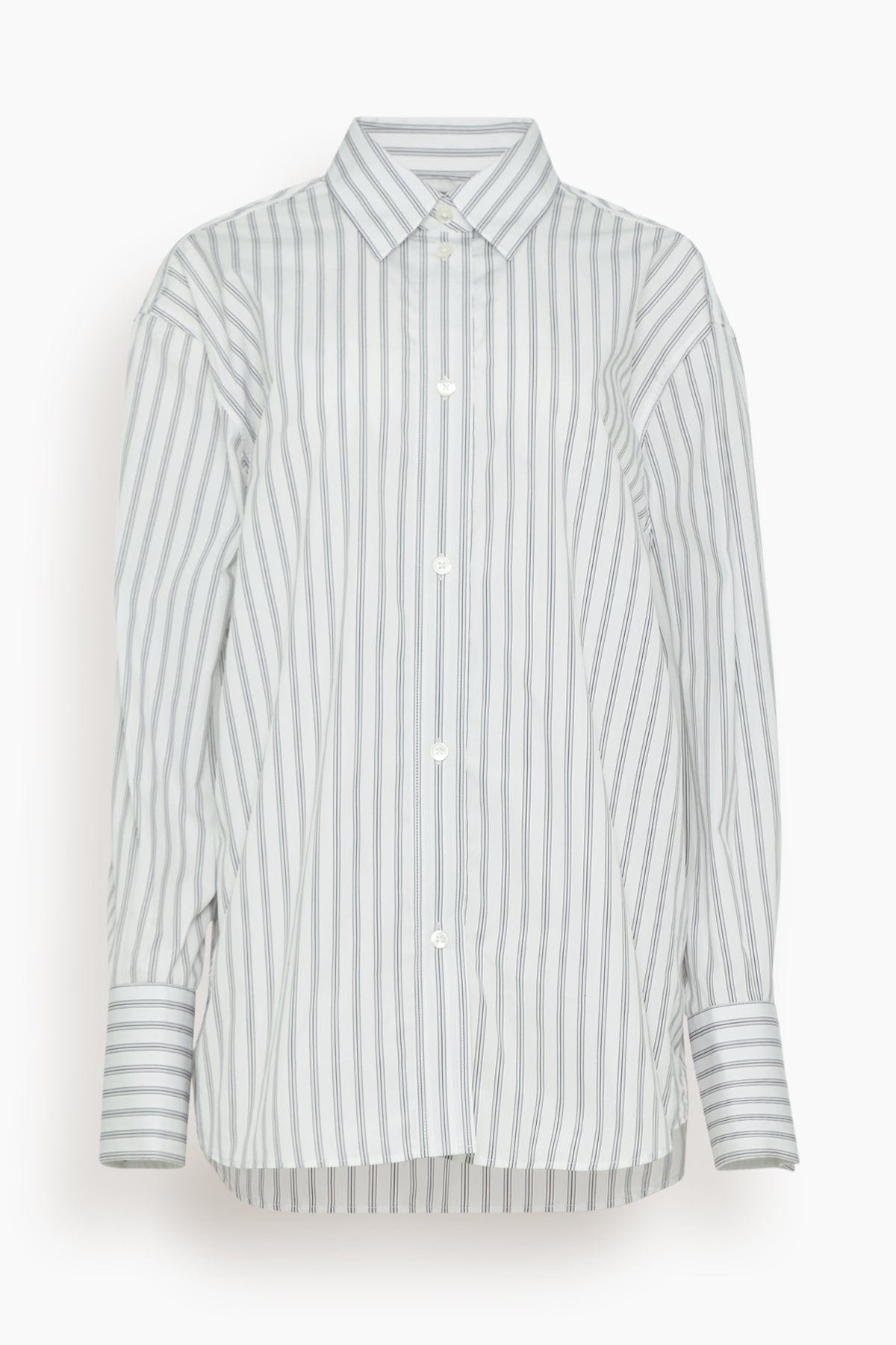 Oversized Striped Shirt in White / Black Wide Stripe - 1