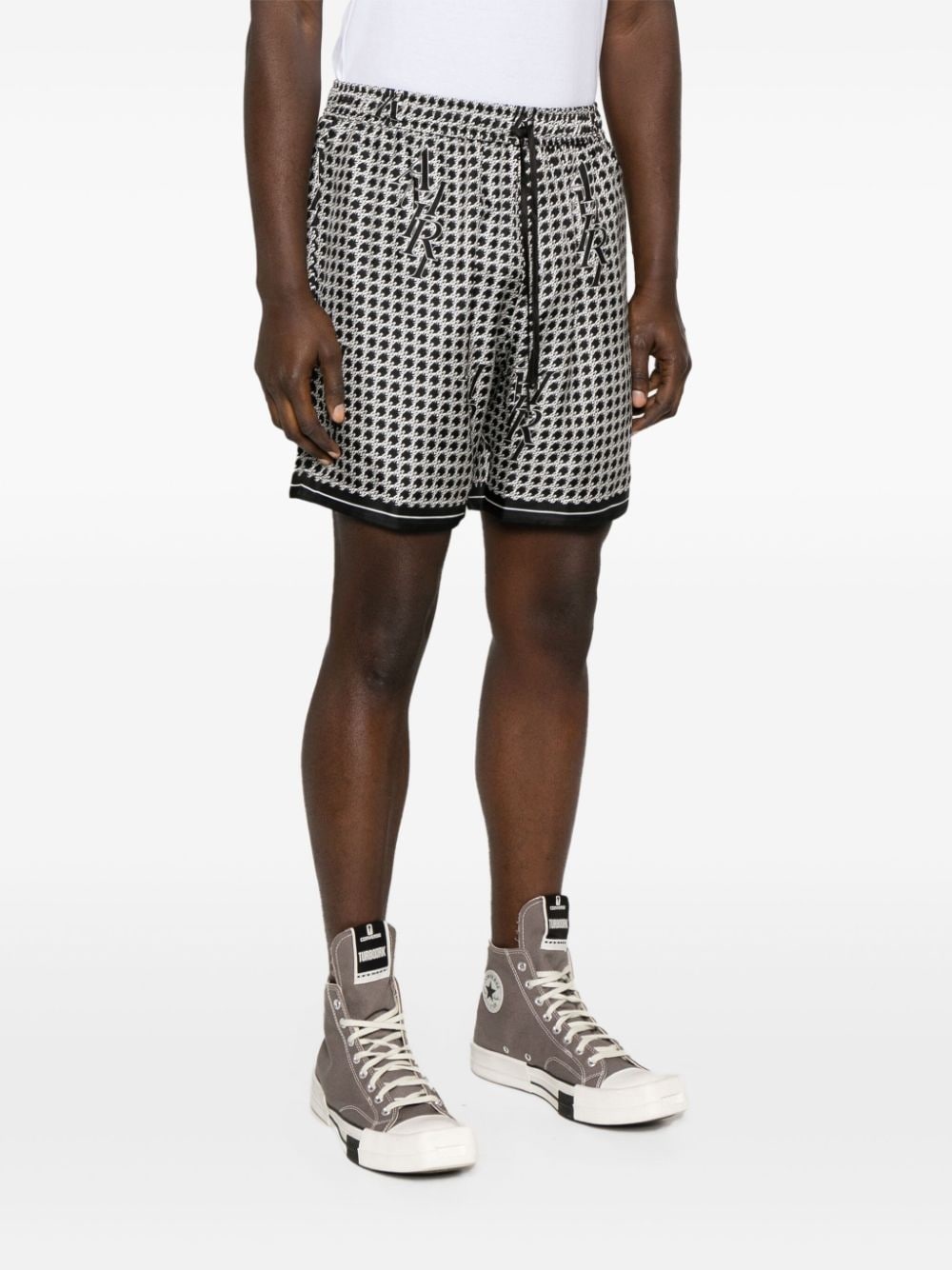 Staggard printed silk shorts - 3