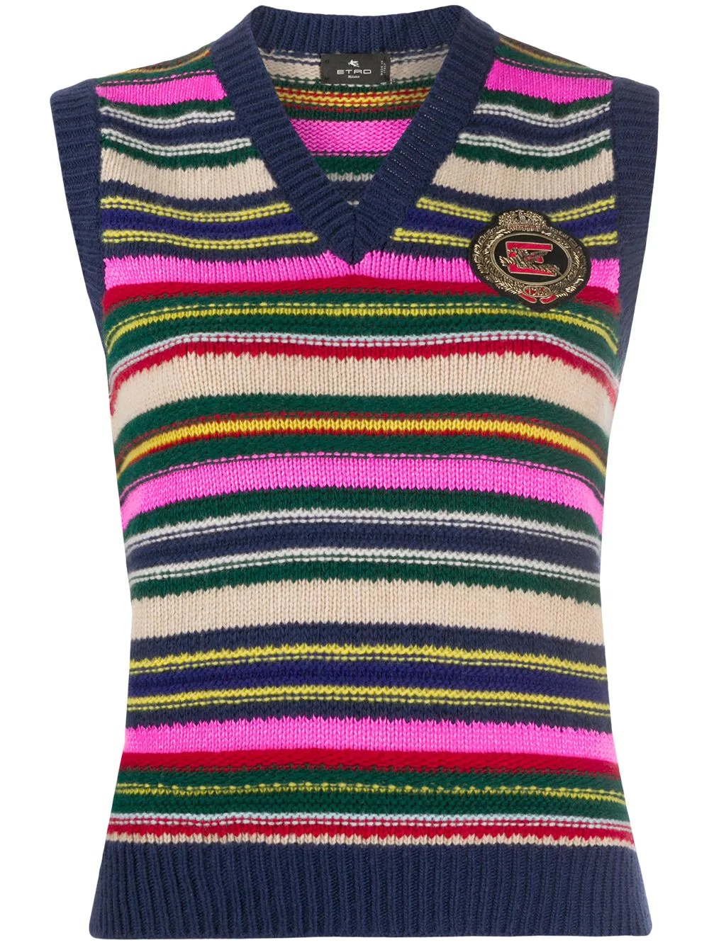 striped V-neck jumper - 1