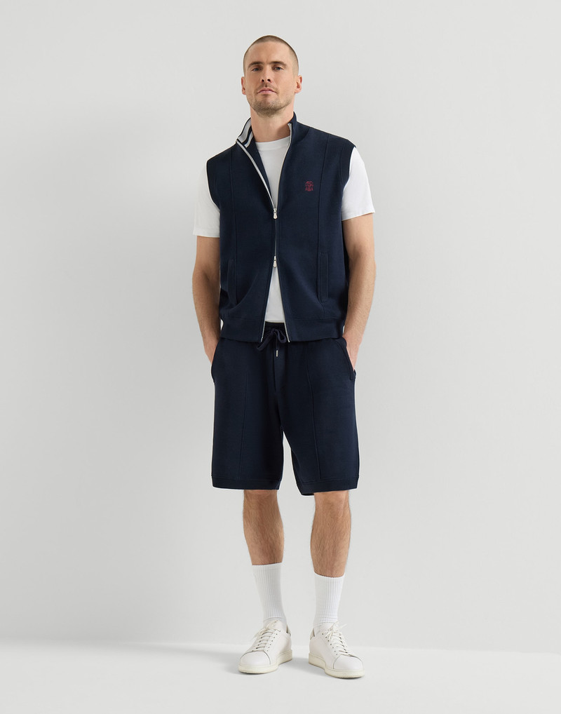 Brunello Cucinelli Cotton and silk French terry double knit Bermuda shorts with logo outlook