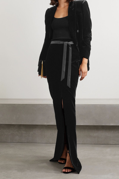 SAINT LAURENT Satin-trimmed velvet maxi skirt outlook