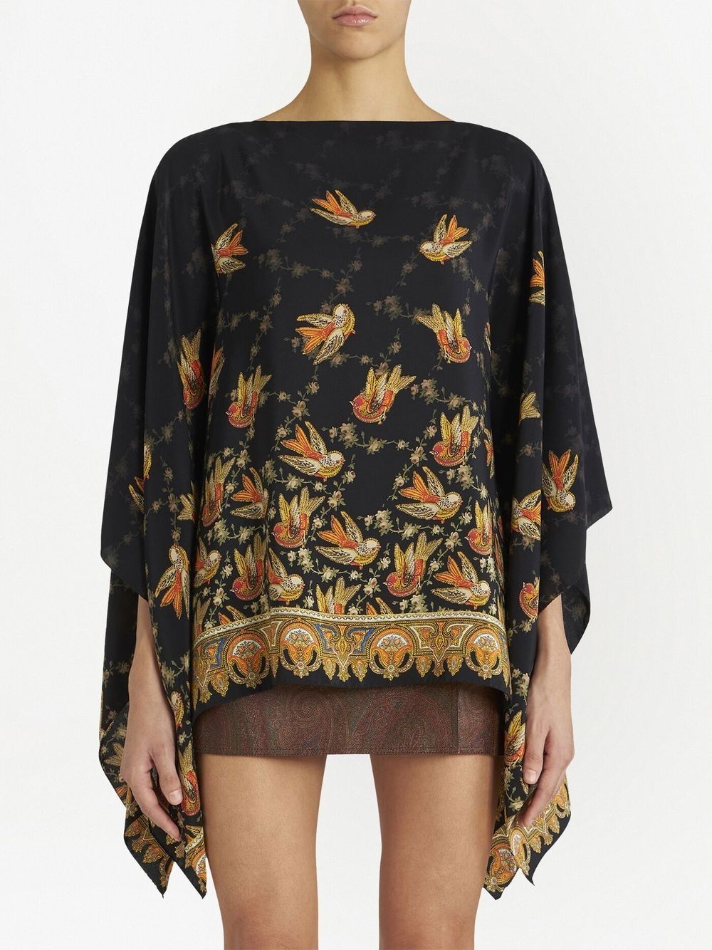 bird-print silk blouse - 3