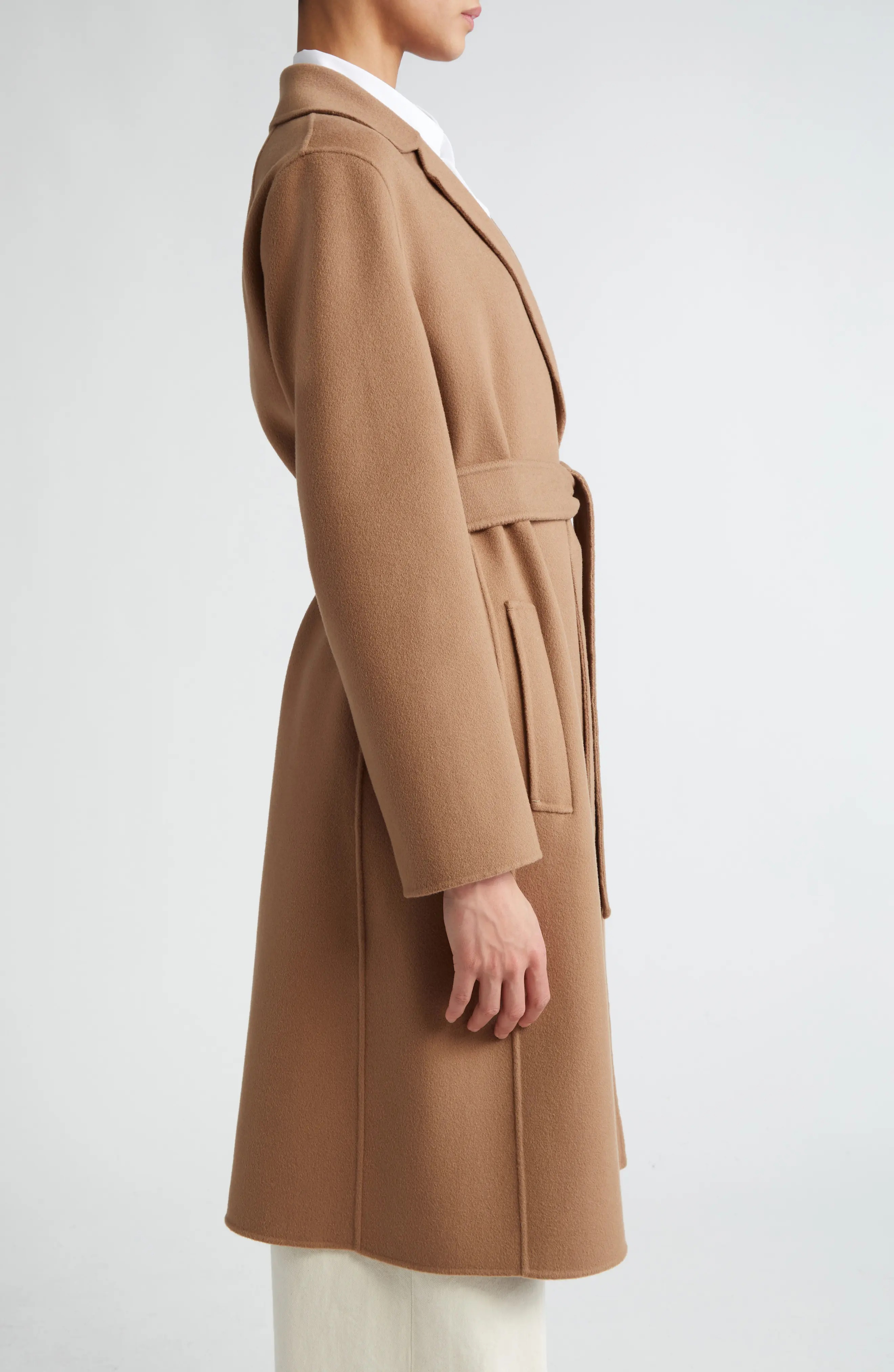 Pauline Belted Double Face Virgin Wool Wrap Coat - 3