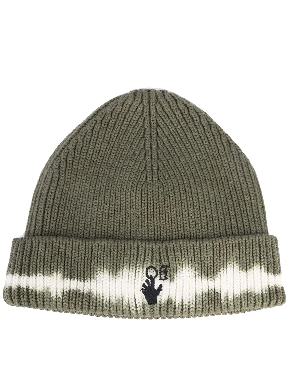 logo embroidered ribbed cotton beanie - 1