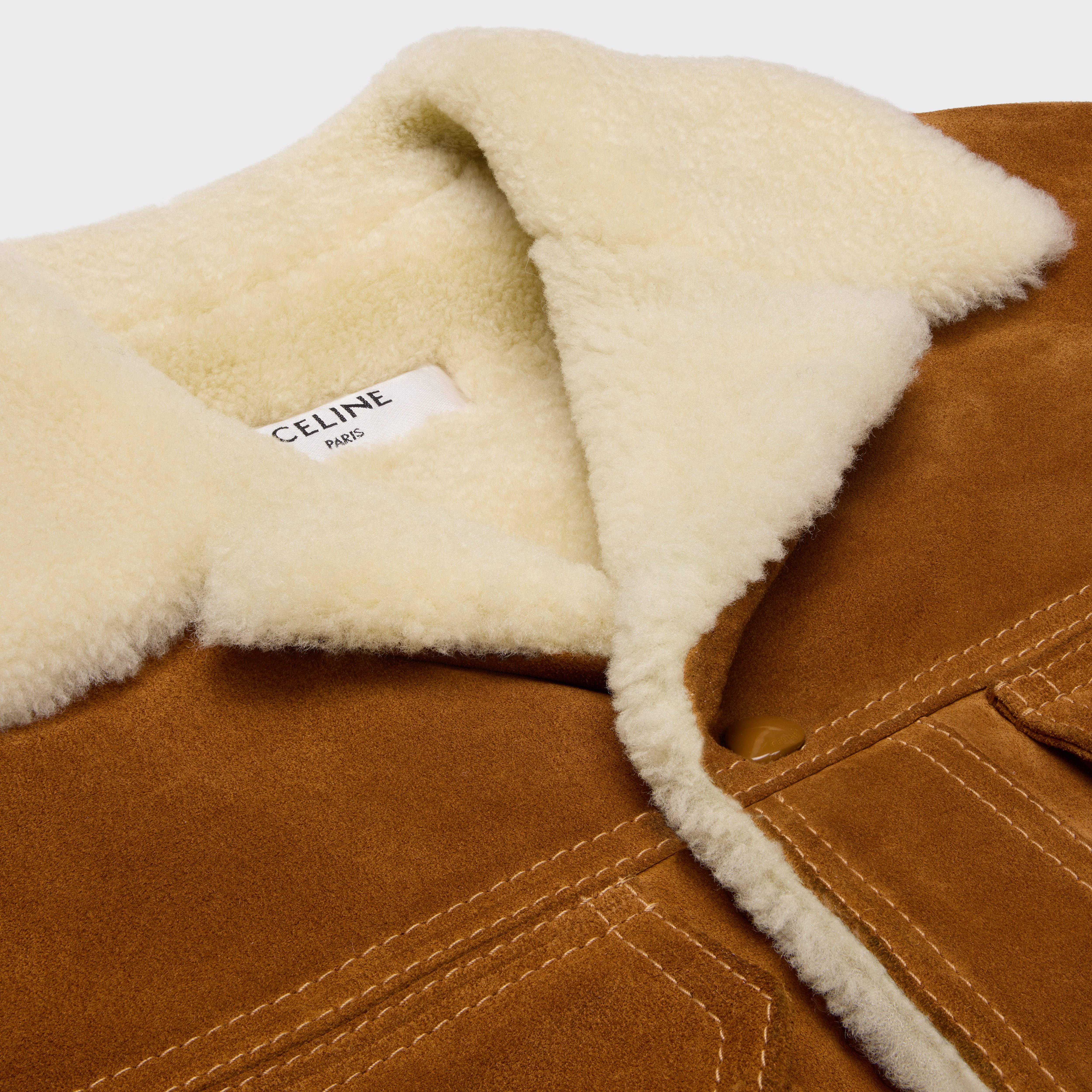trucker jacket in split calfskin - 3