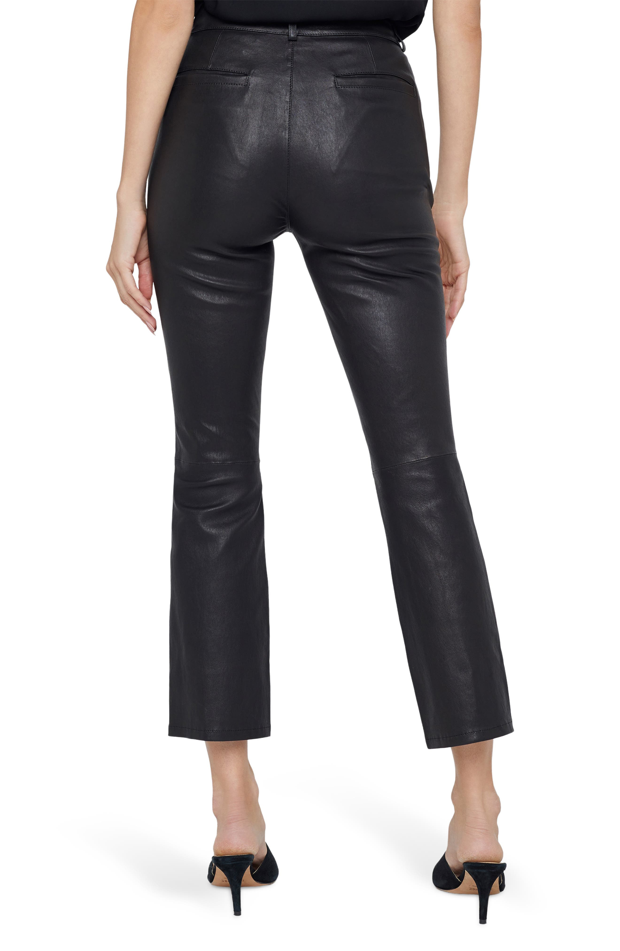 L'AGENCE Ketra Leather Ankle Pants in Black at Nordstrom - 2