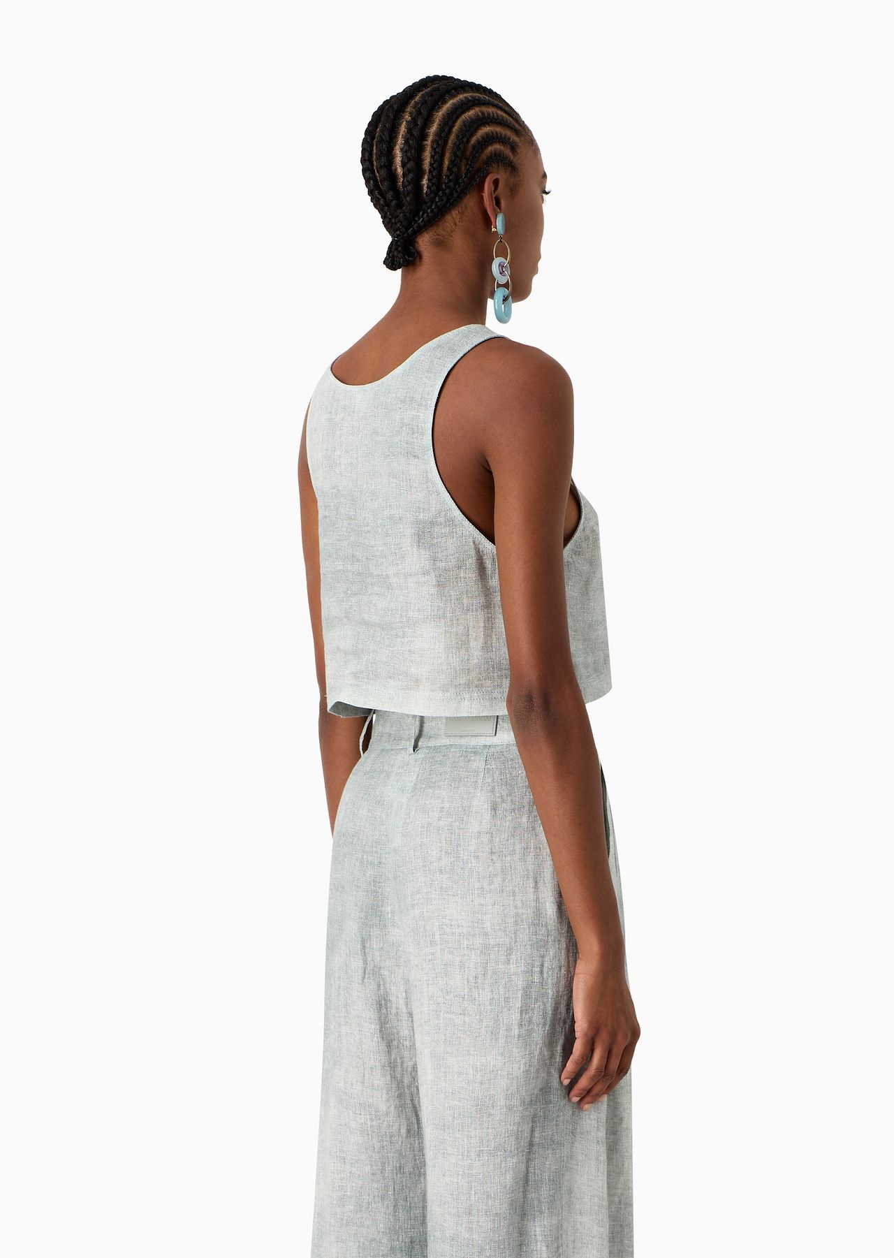 Denim Collection denim-effect linen cropped top - 3