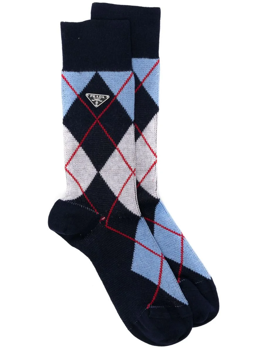 Prada Argyle-Check Crew Socks - 1