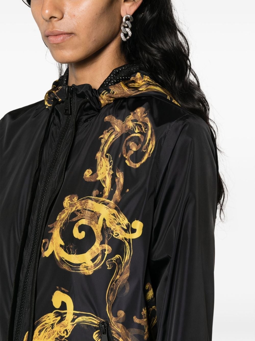 Barocco-print hooded jacket - 5