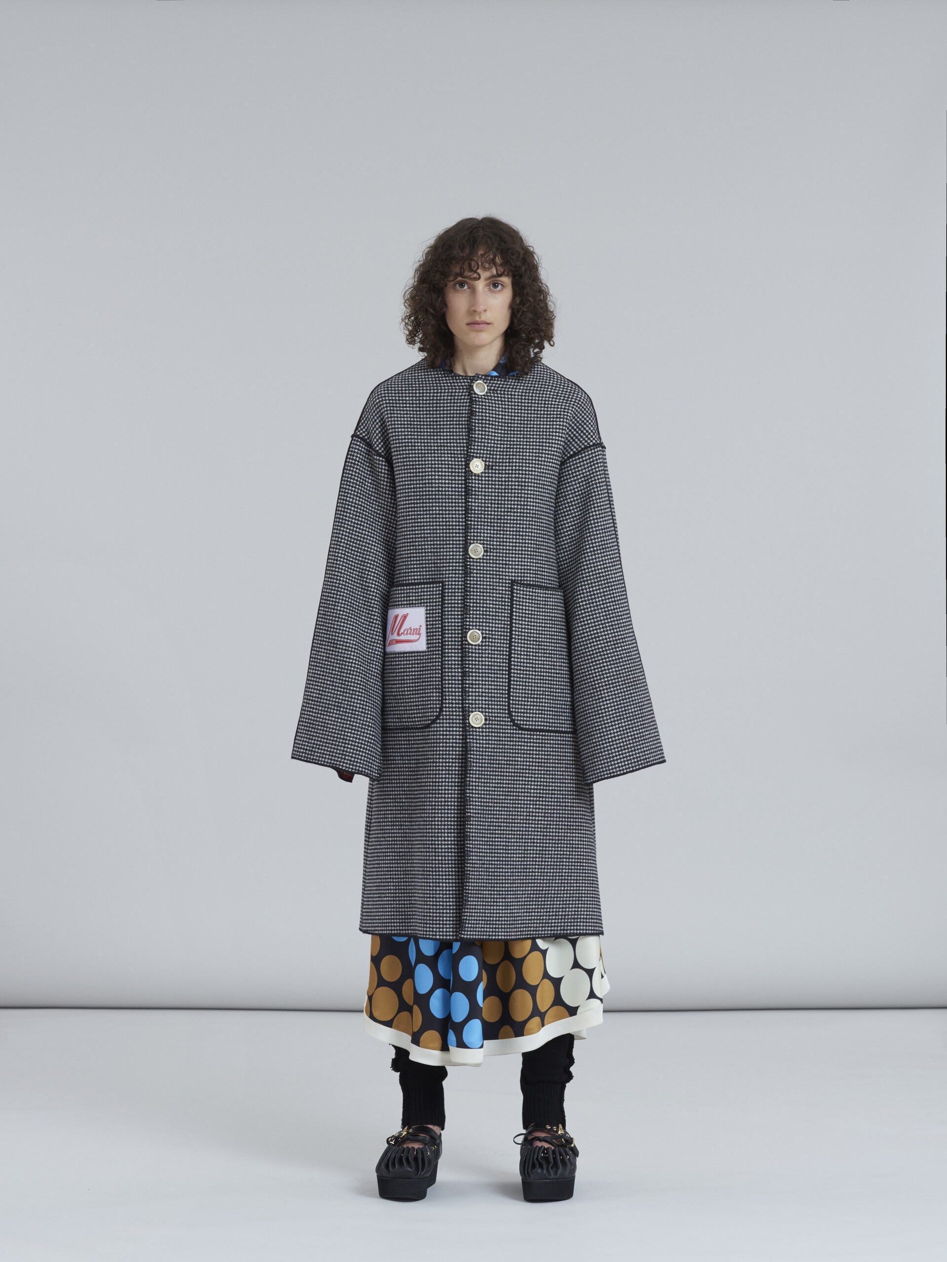 DOUBLE FACE MELTON WOOL COAT WITH CONTRAST INSIDE - 5