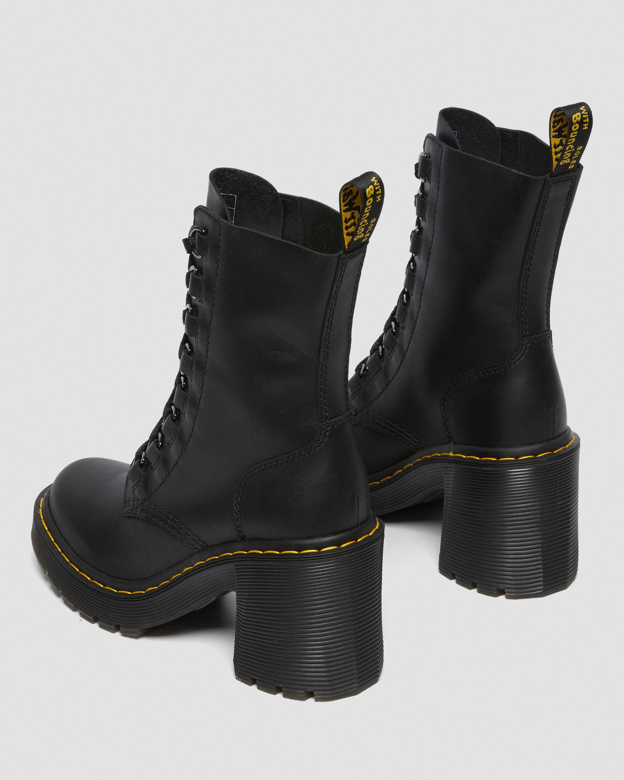 Chesney Leather Flared Heel Lace Up Boots - 7