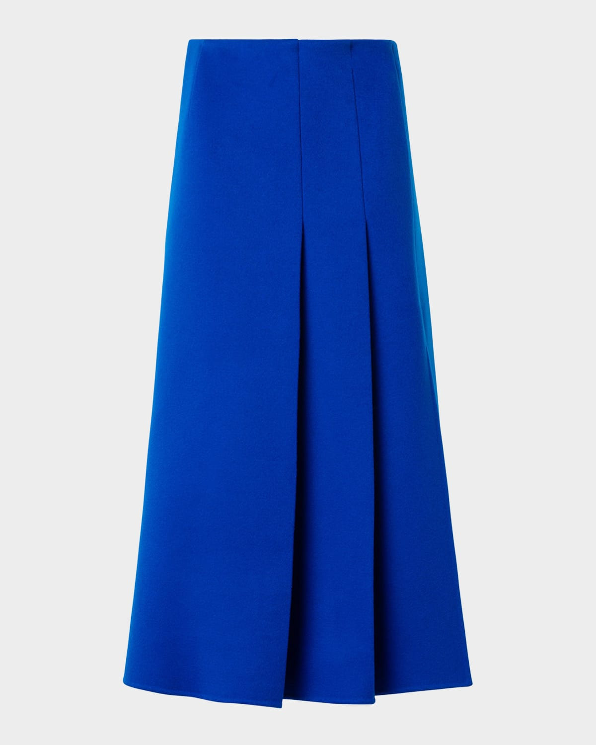 Pleated Wool Flannel Double-Face A-Line Midi Skirt - 1