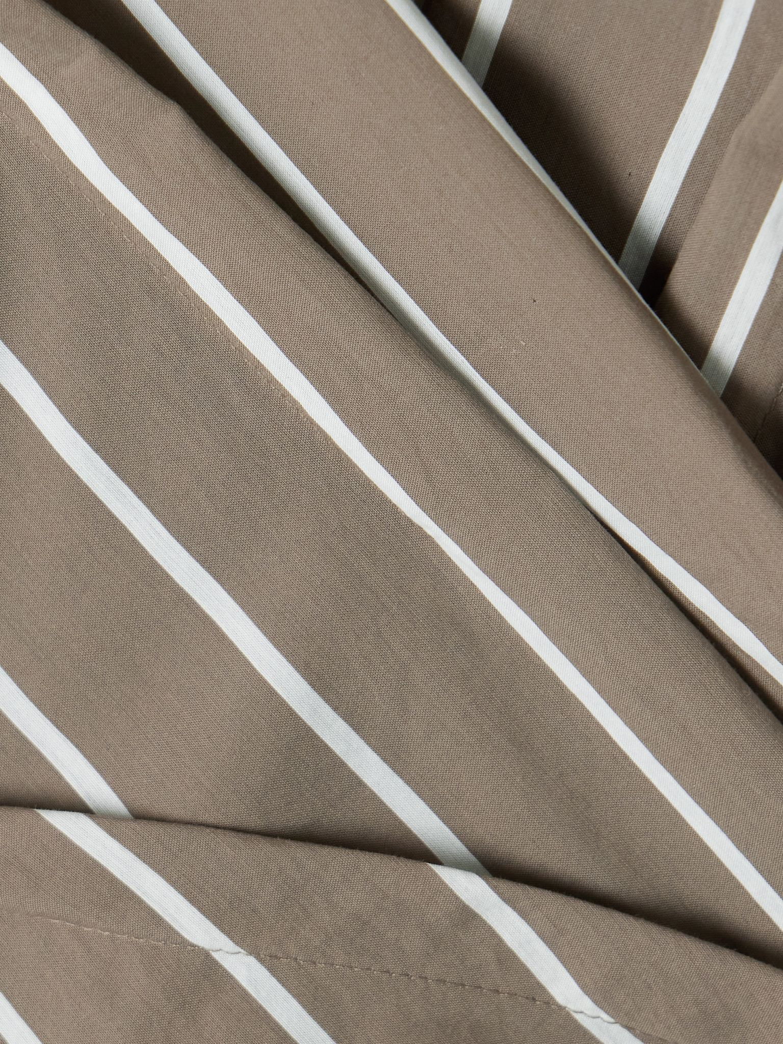Striped cotton-blend poplin wrap midi dress Brown - 4